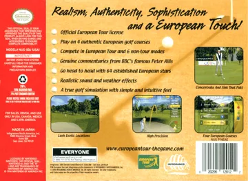 PGA European Tour (USA) box cover back